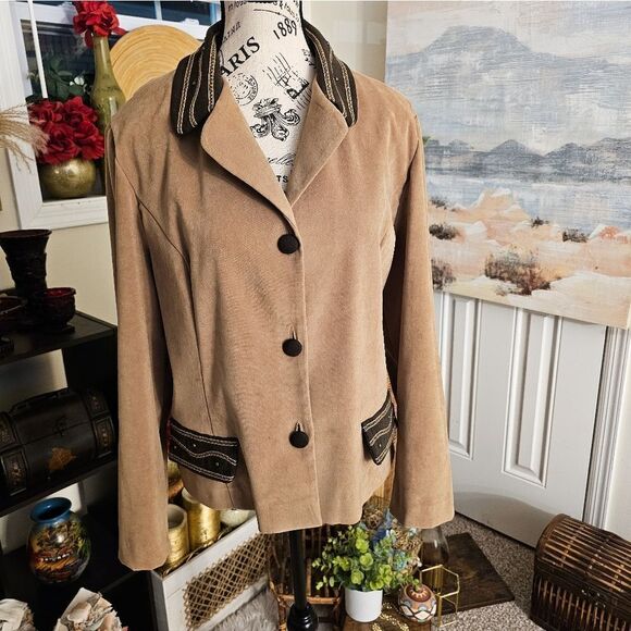 VTG John Roberts Preppy Tan Western Flare Blazer Jacket. - Picture 15 of 15